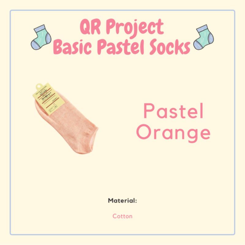 QR Project id kaos kaki polos warna pastel Basic Pastel Socks