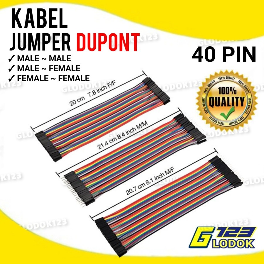 40Pcs Jumper Cable Kabel 20cm Male to Male, Female to Female Arduino