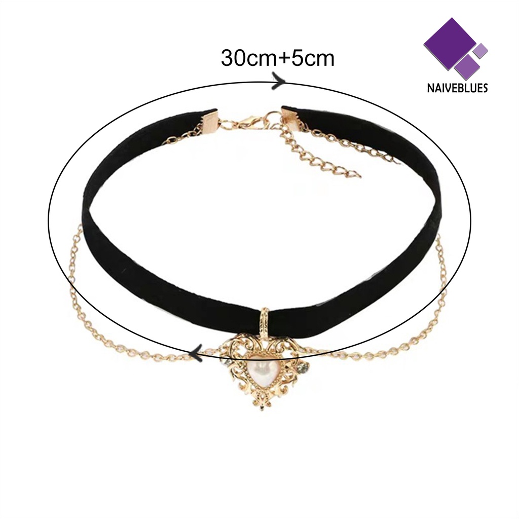 Kalung Choker Liontin Hati Mutiara Imitasi Gaya Gothic Untuk Wanita