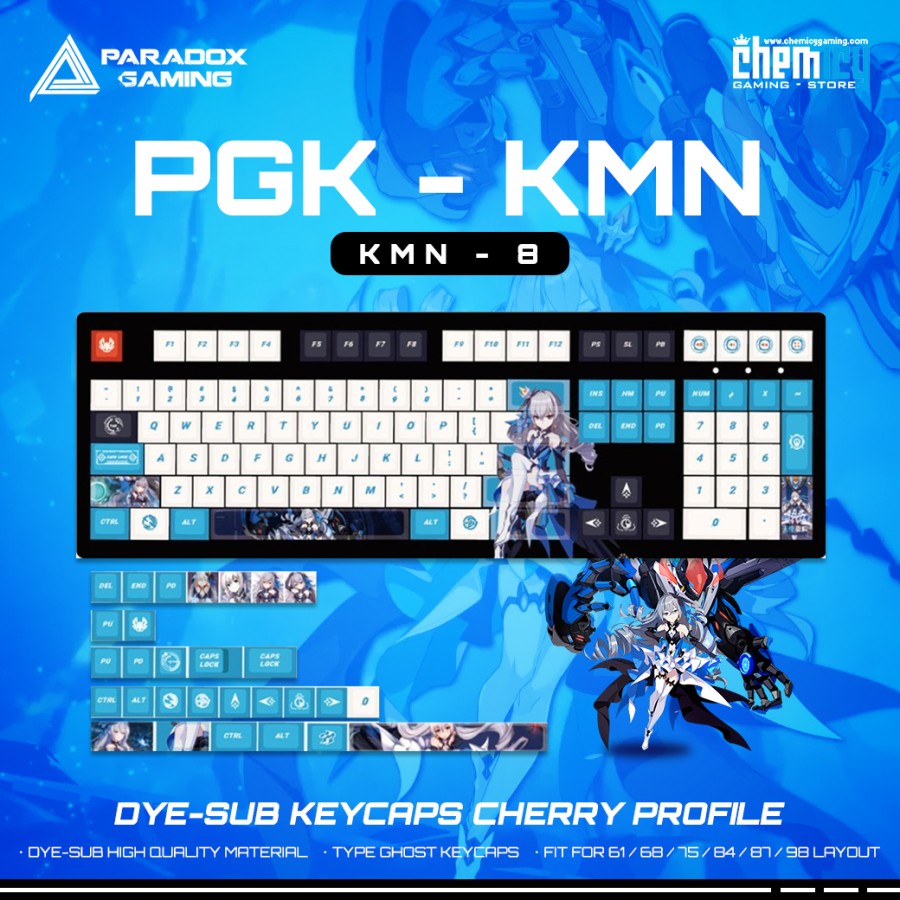 Paradox Gaming KMN-8 / KMN8 Dye-sub Keycaps 137 set Cherry Profile