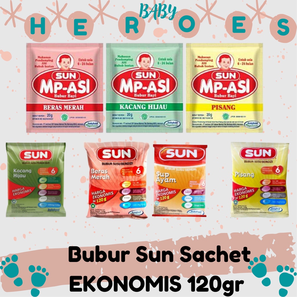 Bubur Sun Sachet EKONOMIS 120gr All Varian | SUN Mpasi Bubur Mp Asi Makanan Bayi Usia 6 bulan 6+