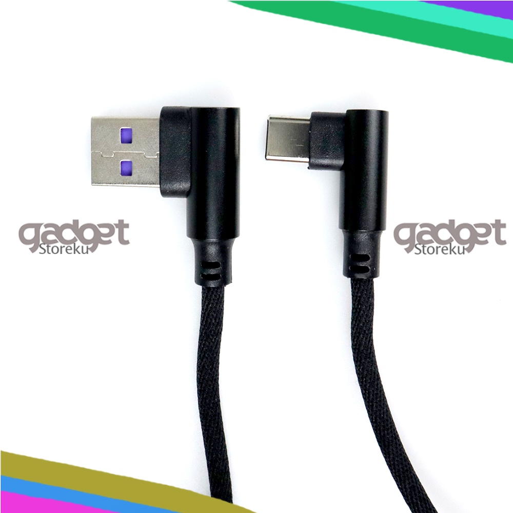 Kabel Charger USB Type C L Shape 2A 1 Meter