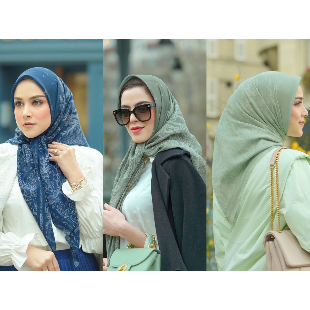 El Mar Minorca Voal Square - Buttonscarves x Mmehuillet (Ocean, Storm, Cloudy) / hijab jilbab kerudu