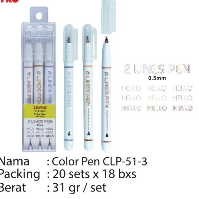 

TrxCc1C6--Color 2 Lines Pen Pulpen Pena Warna Joyko CLP-51-3