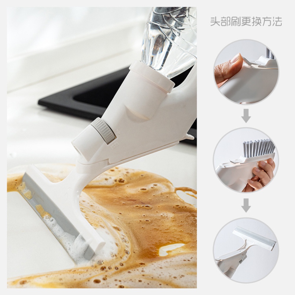 Multifunctional press water spray cleaning brush kitchen stove sponge brush wall tile brush glass wiper gap brush OW