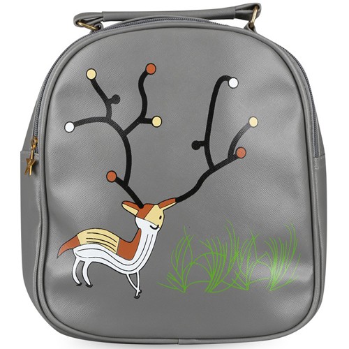 tas punggung wanita backpack cewek abu-abu gambar rusa deer (2a5) bta281