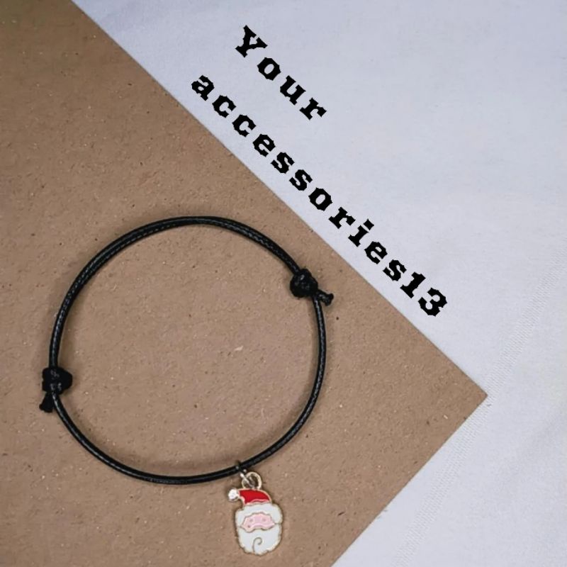 Gelang tali hitam motif natal