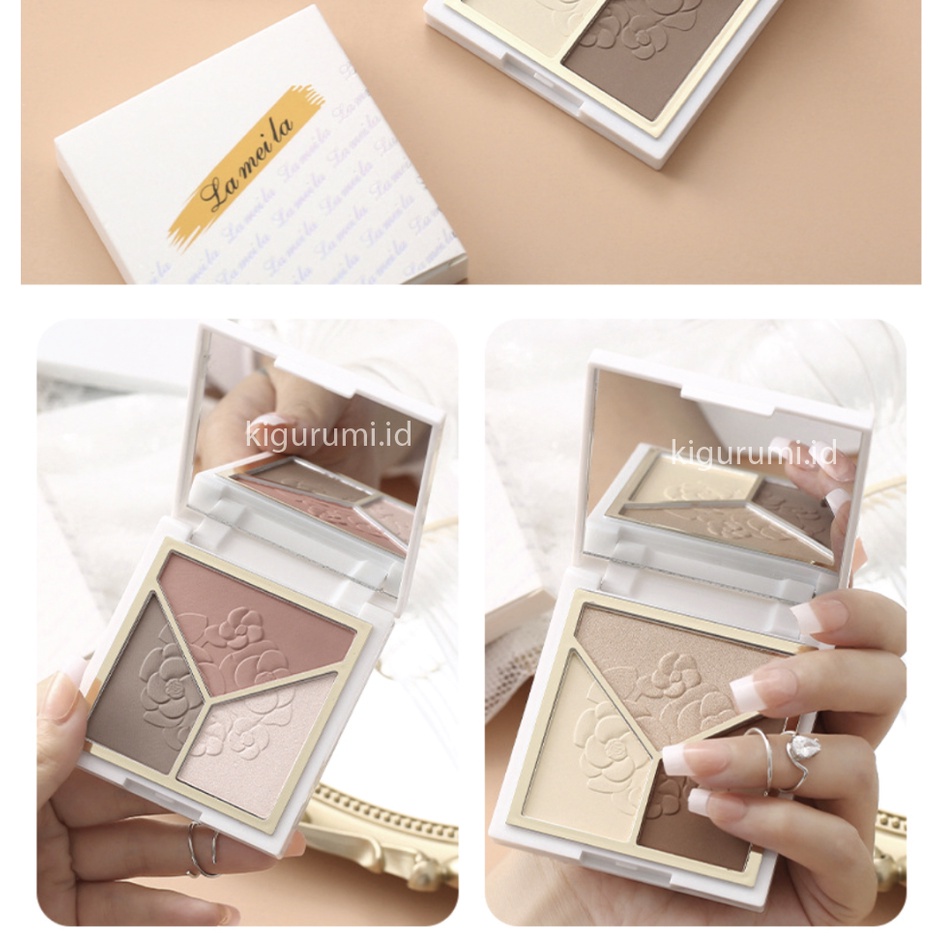 LAMEILA 3 in 1 Cosmetic Plate Eyeshadow Highlighter Concealer Membuat Bentuk Wajah Sesuai Yang Di Inginkan Corrector LA114