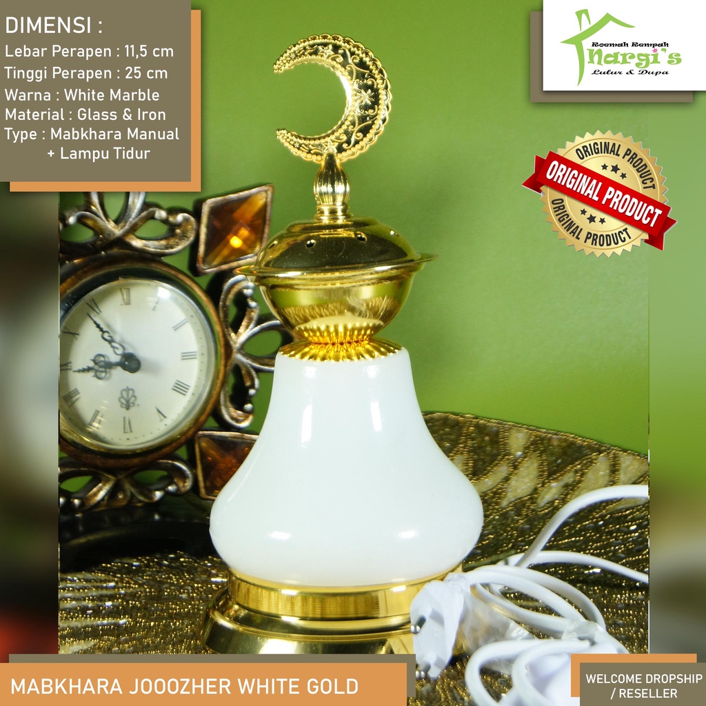 Mabkhara Dupa /Tempat Dupa Lampu Tidur/Glass Luxury/Classy/Prapen