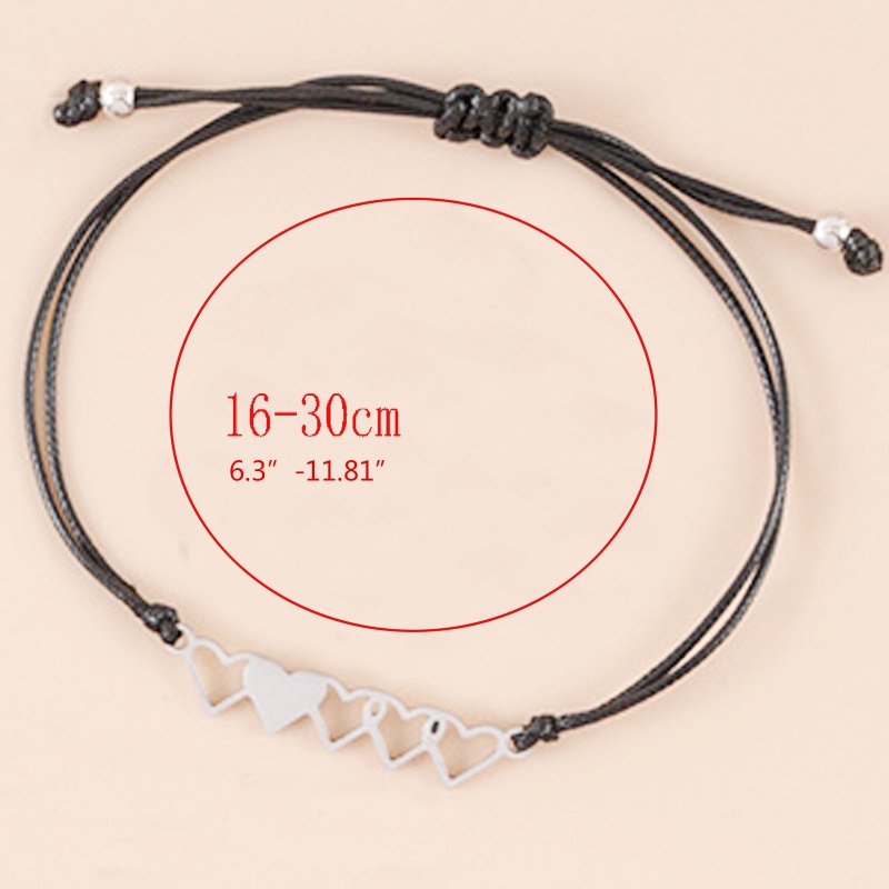 Siy 5pcs Gelang Persahabatan Wanita Bandul Desain Kombinasi Hatitulisan Untuk Hadiah