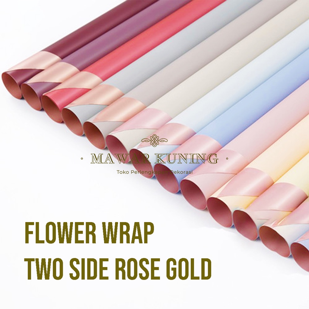 

[ 20 Lembar ] Flower Wrap Two Side Rose Gold / Cellophane Kertas 2 Warna Rosegold - ALWF