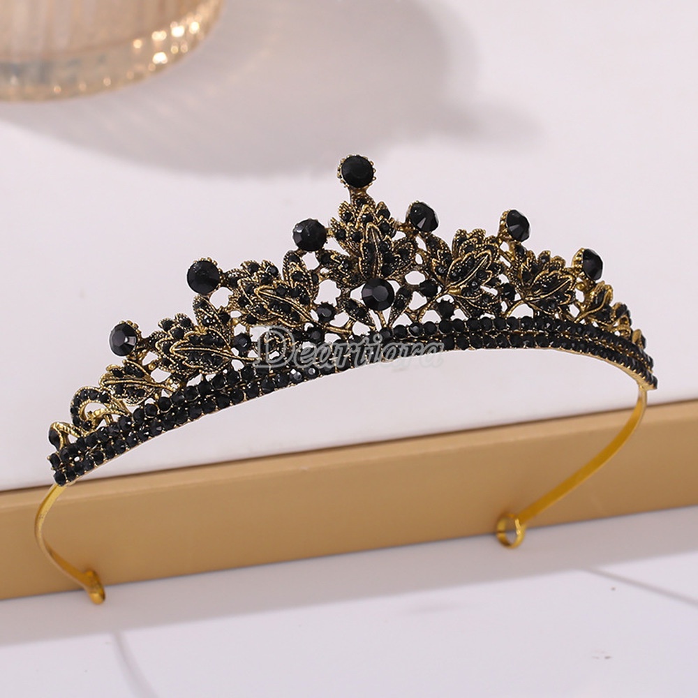 New European and American Bridal Black Baroque Crown Headdress