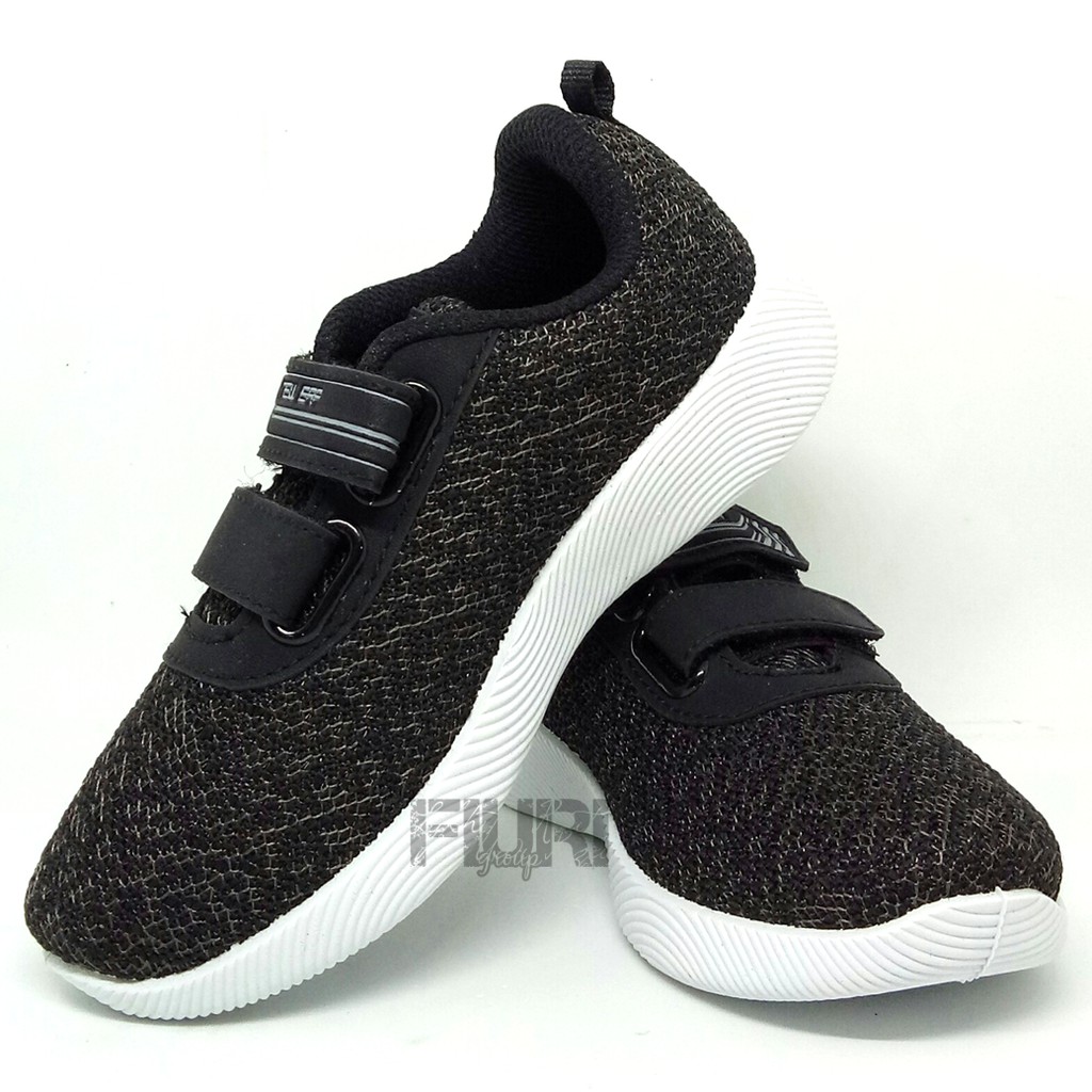 FIURI - New Era Original - KELSIE PEREKAT KIDS 27-34 - Sepatu Kets Anak Perempuan Laki-Laki - Sneakers Anak Cewek Cowok - Sepatu Olahraga Sport Anak Batita Balita Perekat - Sepatu Casual PEREKAT  Anak Kecil - Sepatu Sekolah Hitam Anak PAUD TK SD Murah