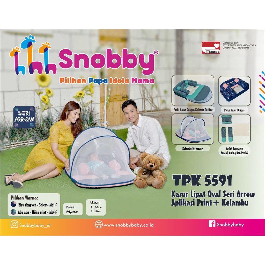 Snobby Kasur Bayi Lipat Oval Bumper Print + Kelambu Arrow Series - TPK 5591