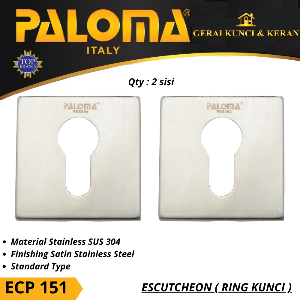 PALOMA ECP 151 RING KUNCI KOTAK ESCUTCHEON SQUARE STAINLESS STEEL SUS 304