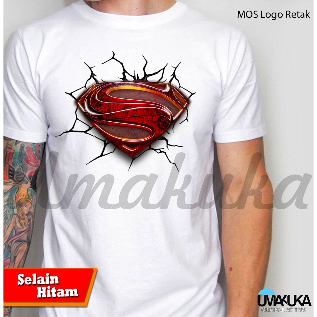 KAOS 3D UMAKUKA ORIGINAL - MOS SUPERMAN LOGO RETAK