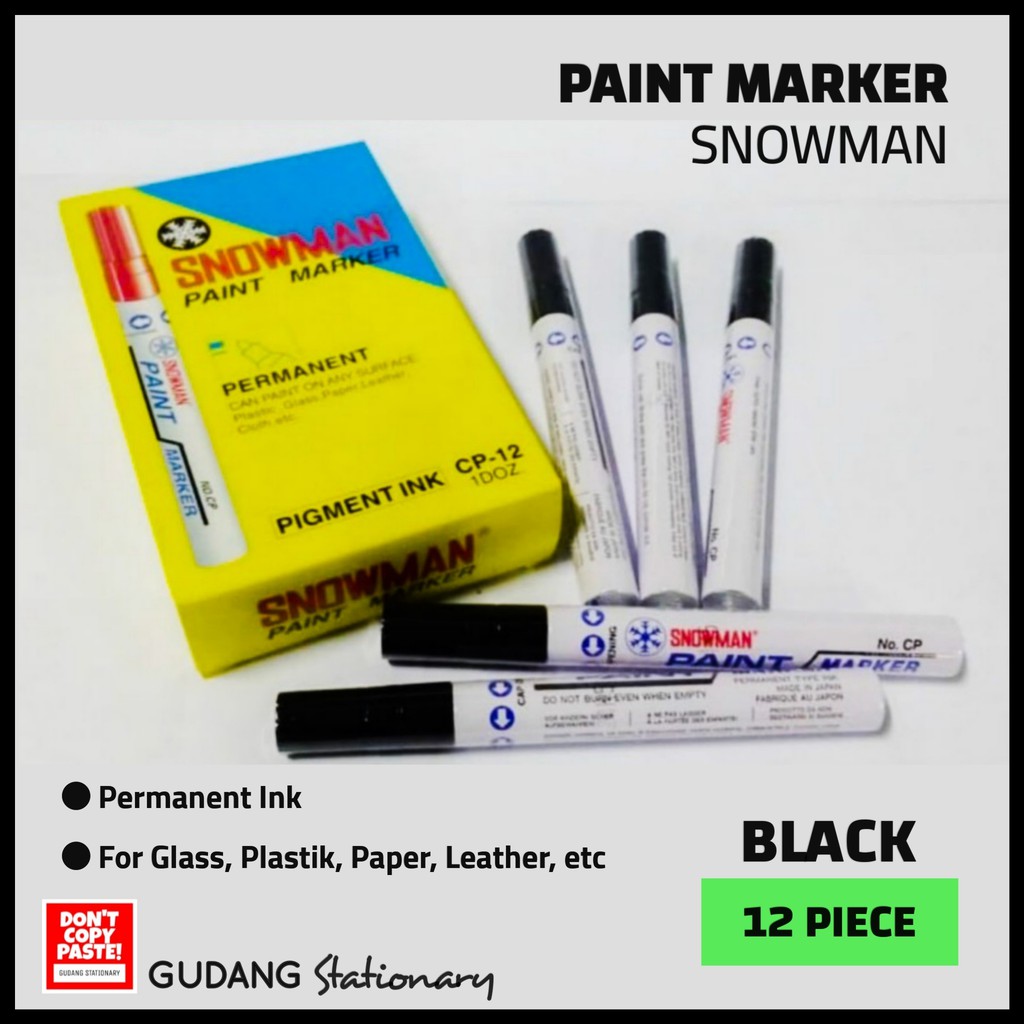 

Spidol Permanent Paint Marker Snowman Hitam (isi 12 pcs)