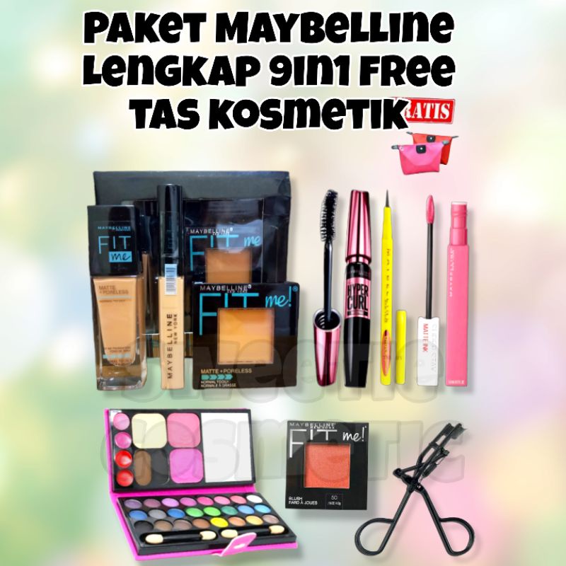 Paket Kosmetik Myb Lengkap Murah 7 in1 free Spon Telur - Paket Makeup Maybellina Lengkap Murah 7 In 1