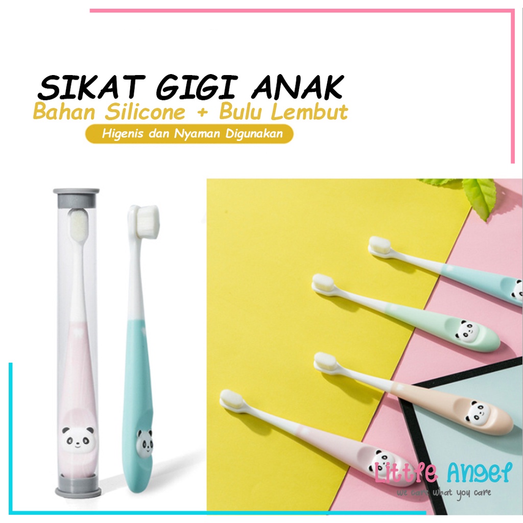 SIKAT GIGI BAYI ANAK Training Toothbrush Kids 1 tahun Karakter Panda Silicon Lembut Bulu Halus Impor