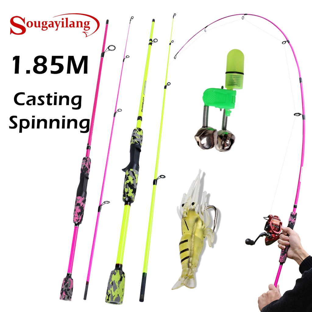 Sougayilang Joran Pancing 1.8M 6-15LB 2 Bagian Serat Kaca Pegangan EVA Handle Pancingan