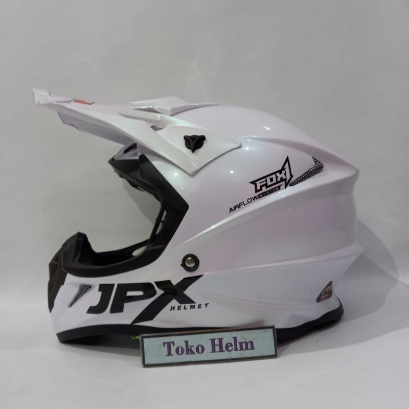 Helm JPX cross FOX 1 polos white putih