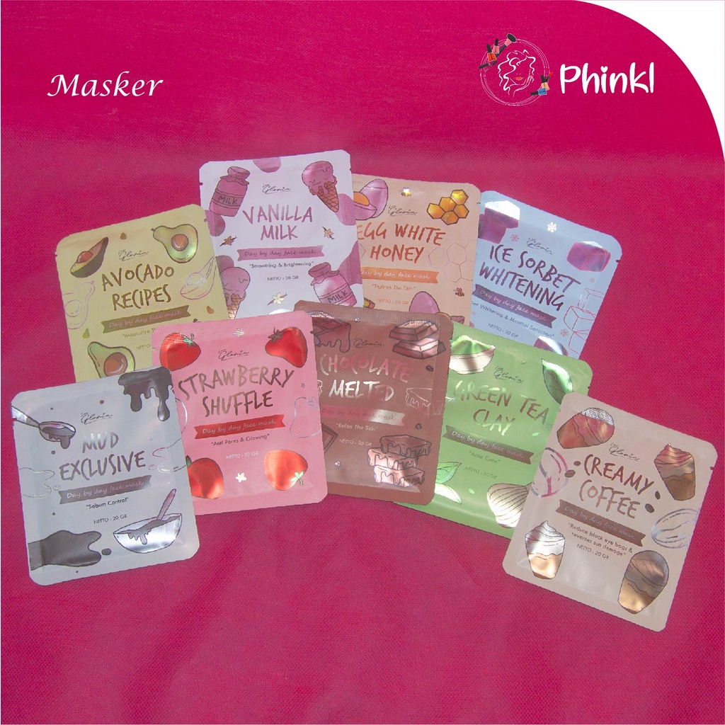 `ღ´ PHINKL `ღ´ •.¸♡ ˡ乇𝕒 𝐆Ł𝐎Řια ♡¸.•* Masker bubuk organik by lea full size 20 gram mencerahkan kulit jerawat