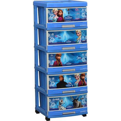Laci Drawer Lemari Rak Baju Plastik Napolly Penyimpanan Serbaguna 5 susun- Karakter Anak Frozen