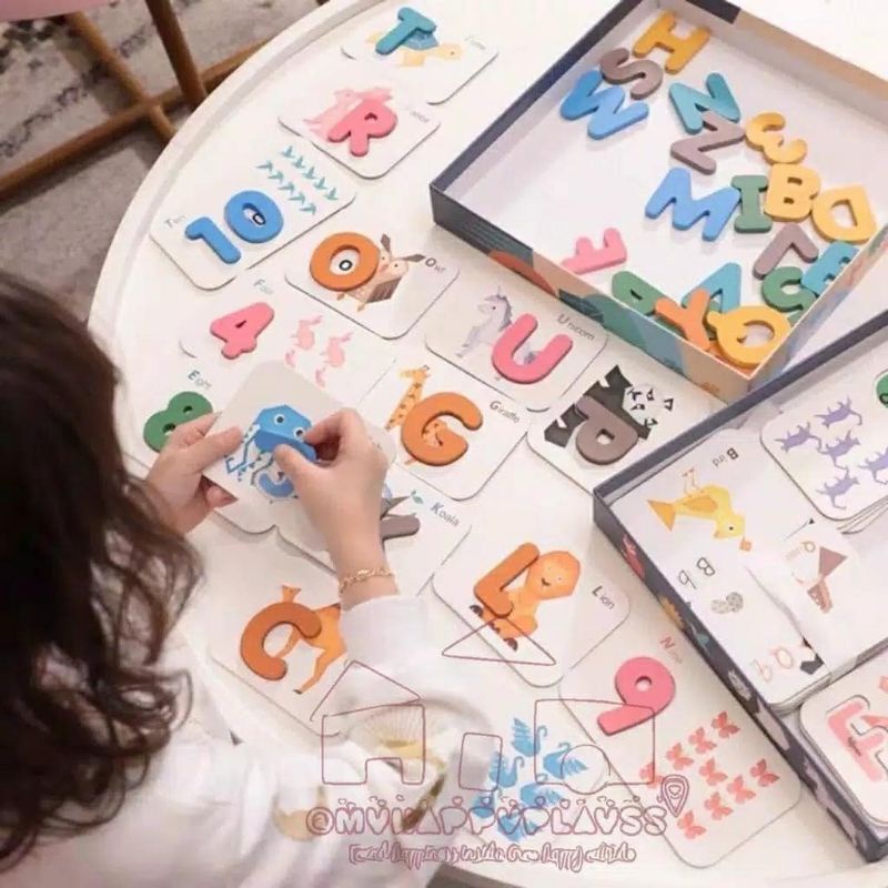 Mainan Edukasi Anak 3 4 5 Tahun Balok Huruf Angka Flashcard Kartu Alfabet Paired Card