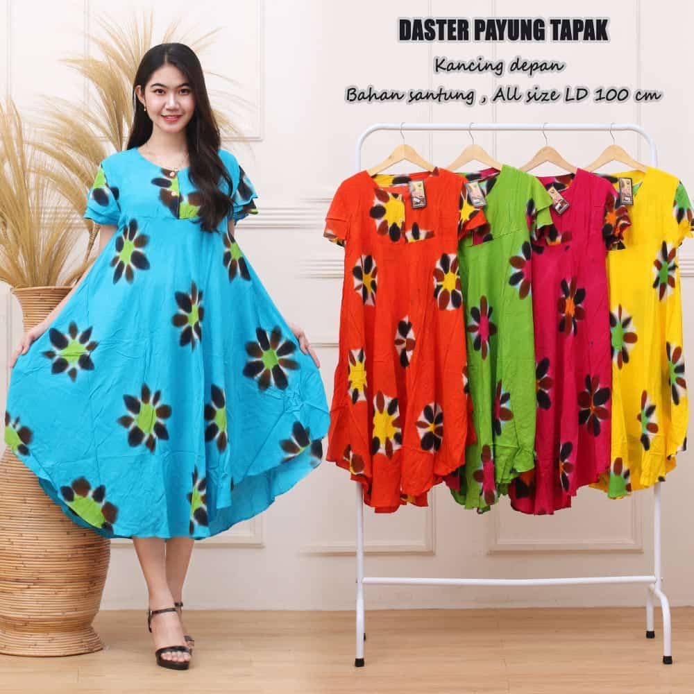 Daster Payung Busui Kekinian LD 110 Dress Payung Lengan Pendek Daster Klok  Payung Rayon Santung Grosir