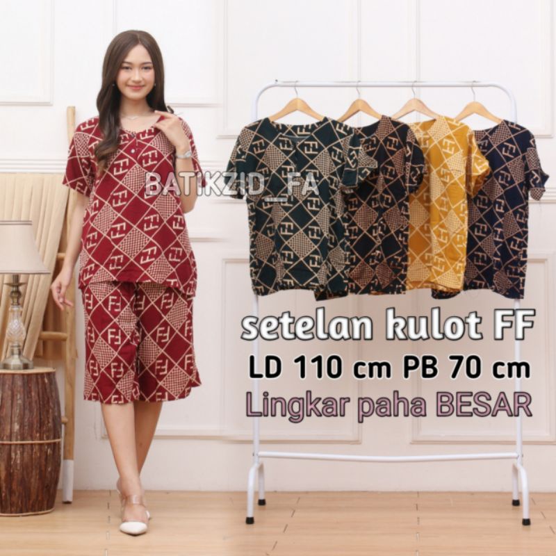 Setelan Pendek Jumbo motif bunga karakter Kulot Jumbo Karakter baju tidur wanita murah kancing depan