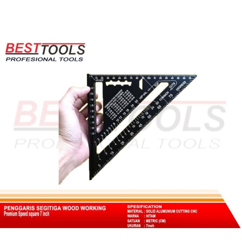 

speed square 7 inch woodworking penggaris siku segitiga tukang hitam
