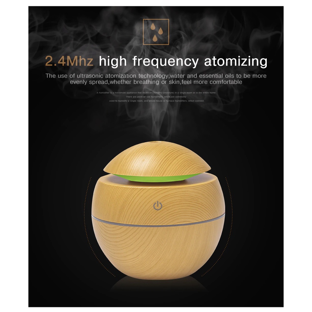 Humidifier Diffuser Aromaterapi Essential Oil Aromatherapy Disfuser Ultrasonic Pelembab Udara Pengharum Ruangan 130ml