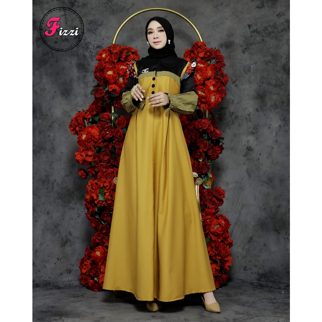 [M7 FIZZI] gamis katun toyobo fizzi kriwil motif kotak dan bunga halus dan adem banyak yang dicari
