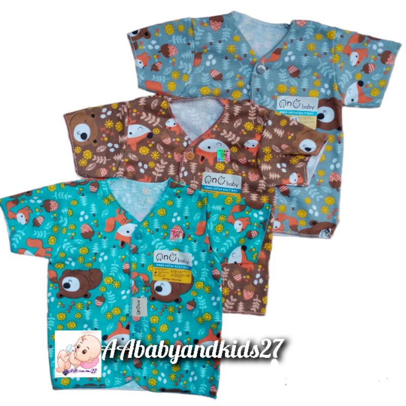 ONO Baby 3PC Baju Bayi Lengan Pendek Full Printing Usia Newborn 0-4Bulan SNi Nyaman Murah Berkualitas