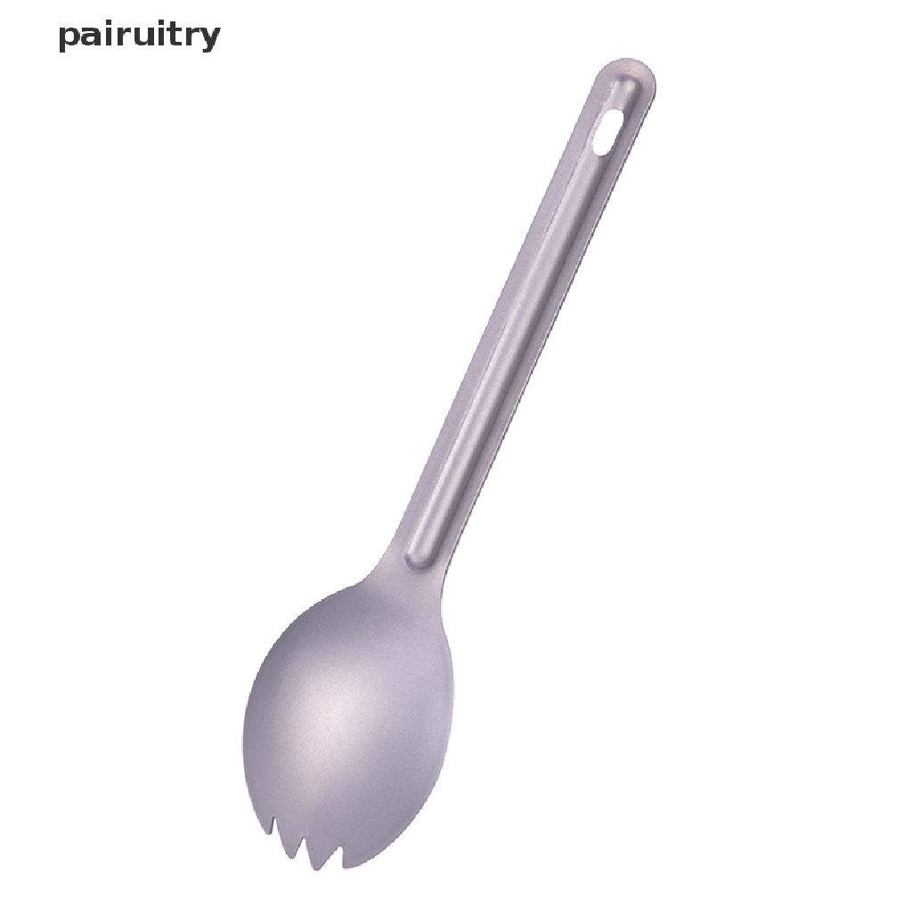 Prt Sendok Garpu Spork Bahan Titanium Dengan Gagang Panjang Untuk Outdoor PRT