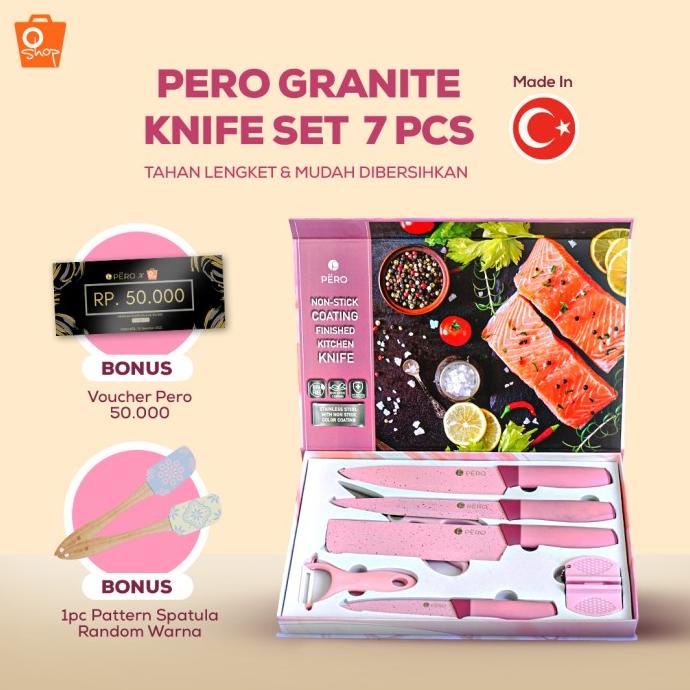 Pero Granite Knife Set Lilac | Pisau Dapur Turki Tahan Lengket Murah masih banyak