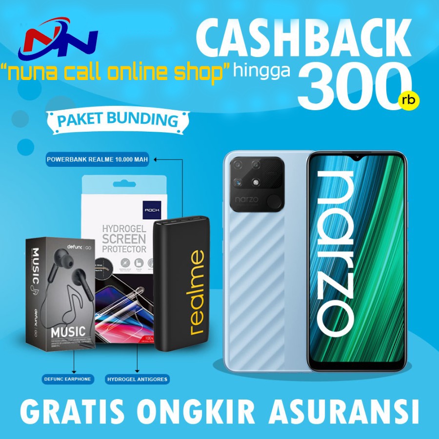 Realme Narzo 50A 4/128 GB 4/64 GB Garansi Resmi Not Narzo 20 Pro - 4GB 64GB, NonBundle