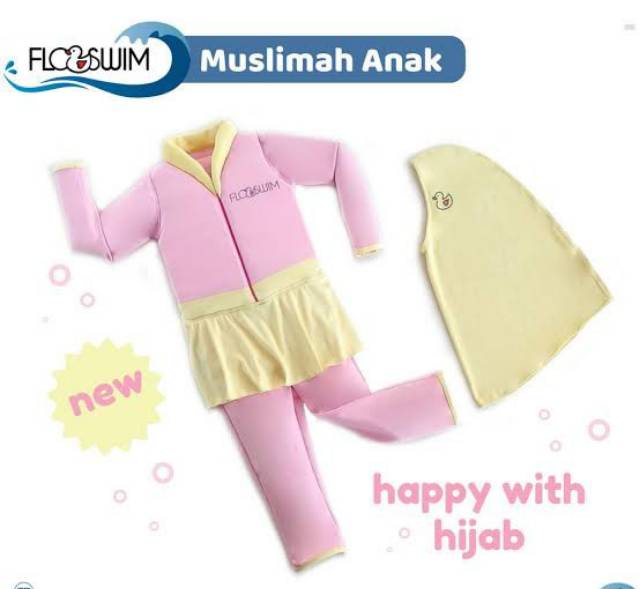 Floswim hijab Muslimah anak baju renang pelampung Free Kacamata Renang