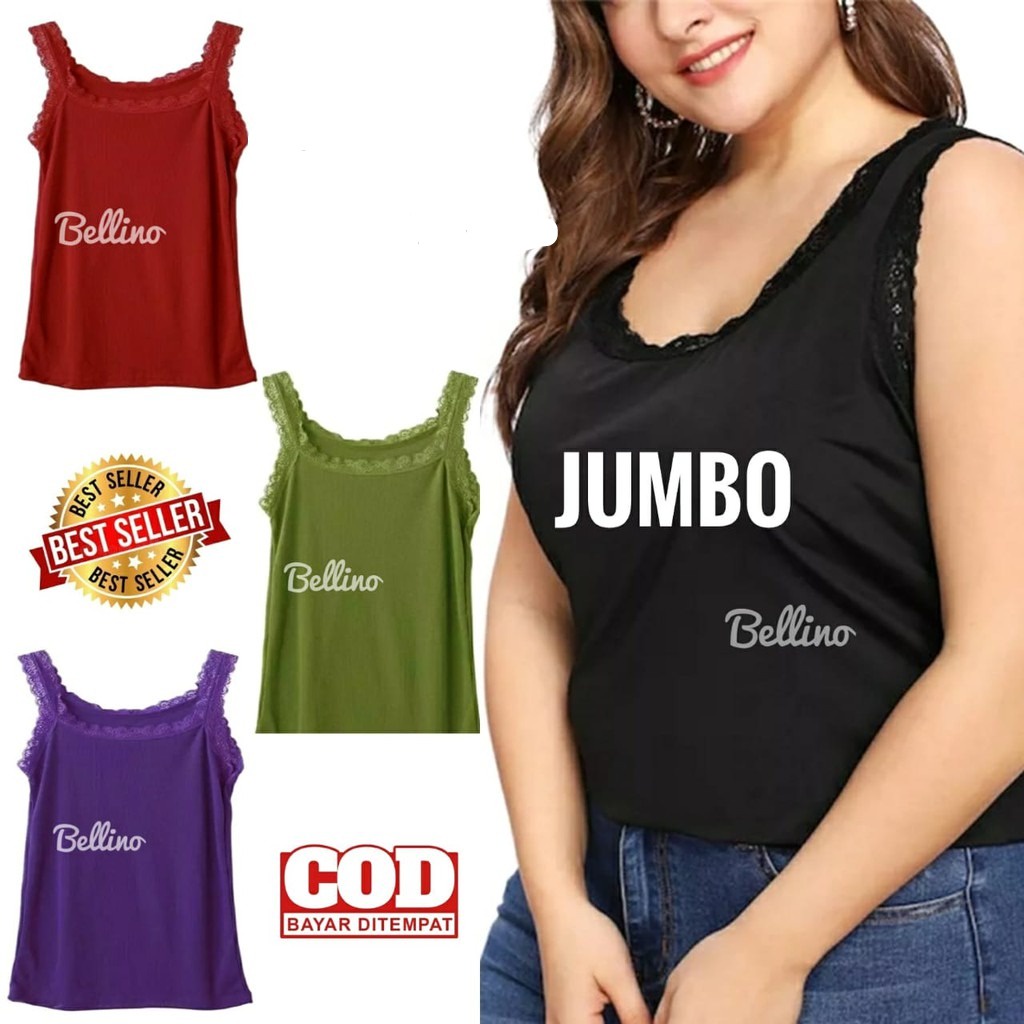 Camisol Renda Jumbo Viorano Tank Top Singlet Camisole Wanita Tanktop Big Size Super Soft Kaos Ft XXL