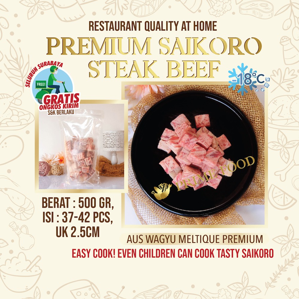 

Daging Premium Saikoro Steak Beef 500gr MM0019 bbq sate jepang