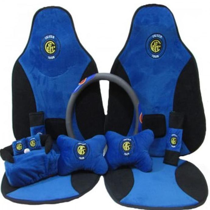 BERKUALITAS Car Set Jok Mobil Inter Milan 5 In 1 / Aksesoris Mobil Inter Milan -OTOGEAR