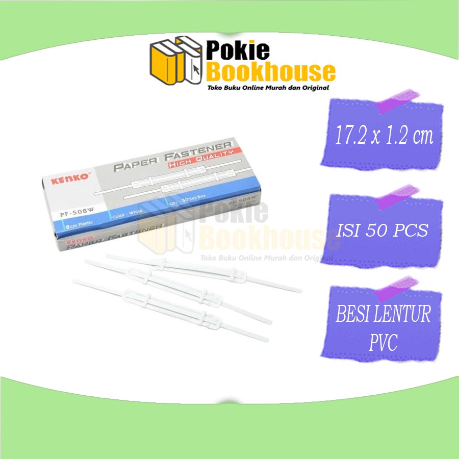 

KENKO Paper Fastener Acco Snelhecter Tulang Plastik Putih PF-508W
