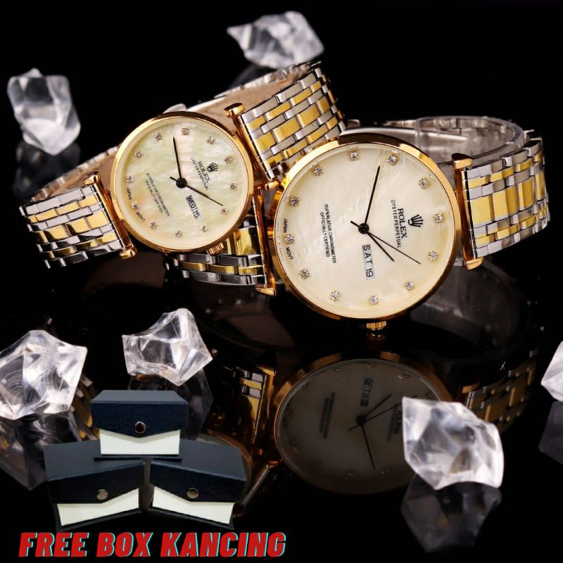 Jam tangan fashion couple pasangan ROLEX 8563 model rantai elegan