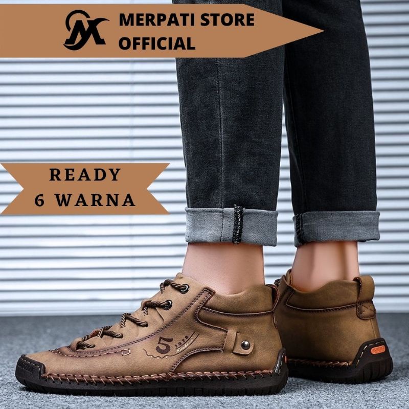 Merpati Store - Sepatu Bots Pria Original Handmade Tali Import Kulit Kerja Formal Santai Keren