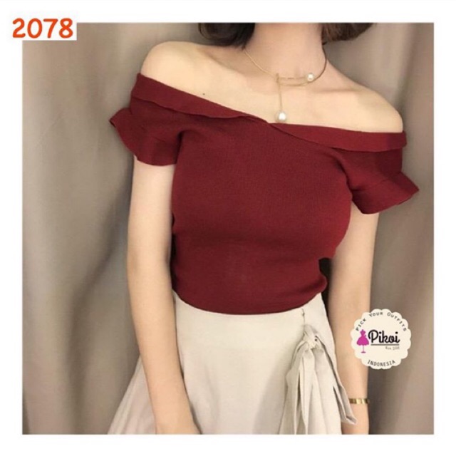 Baju bangkok ready / baju knit korean style / blouse rajut murah / blouse import polos murah / 2078