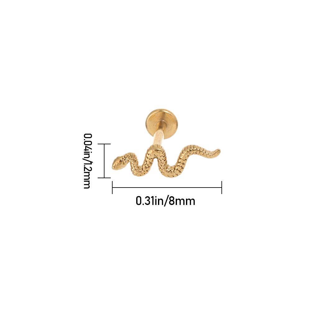 ❈ROWAN❈ 1pcs Flat End Lip Nail Earring Piercings Piercing Jewelry Ear Stud Safe and Non-toxic Snake Shape Implant Grade Steel Body Decoration Lip Rings