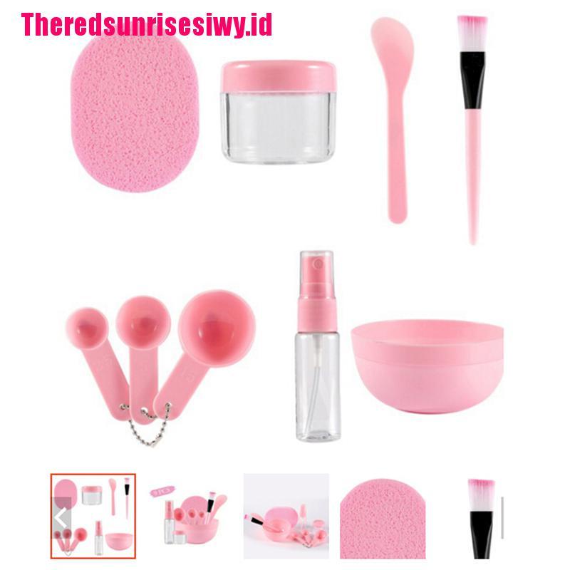 【Theredsunrisesiwy.id】9 Pcs/Set DIY Facial Mask Tools Kit Bowl Brush Spoon Stick Bottle Sponge Homemade Makeup Beauty Tool