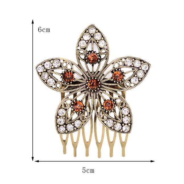 LRC Aksesoris Rambut Fashion Gold Diamond-studded Five-pointed Star Comb F42612