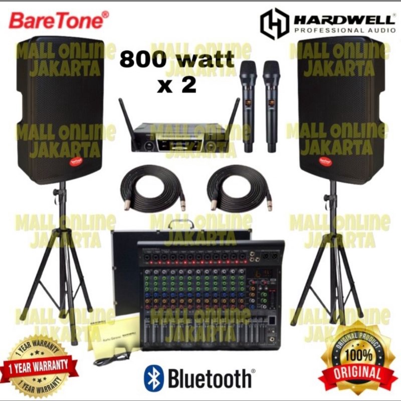 Speaker aktif baretone 15 inch max 15h 800 watt + mixer hardwell mark 12