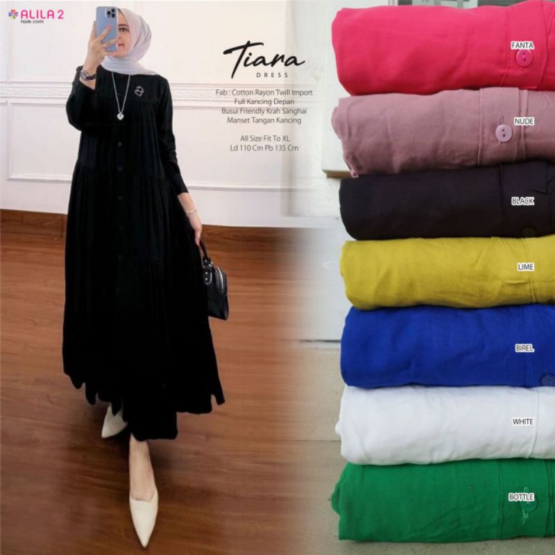 [REAL PICT] TIARA DRESS KATUN RAYON TWILL IMPORT GAMIS POLOS MIDI DRESS ORI BY ALILA